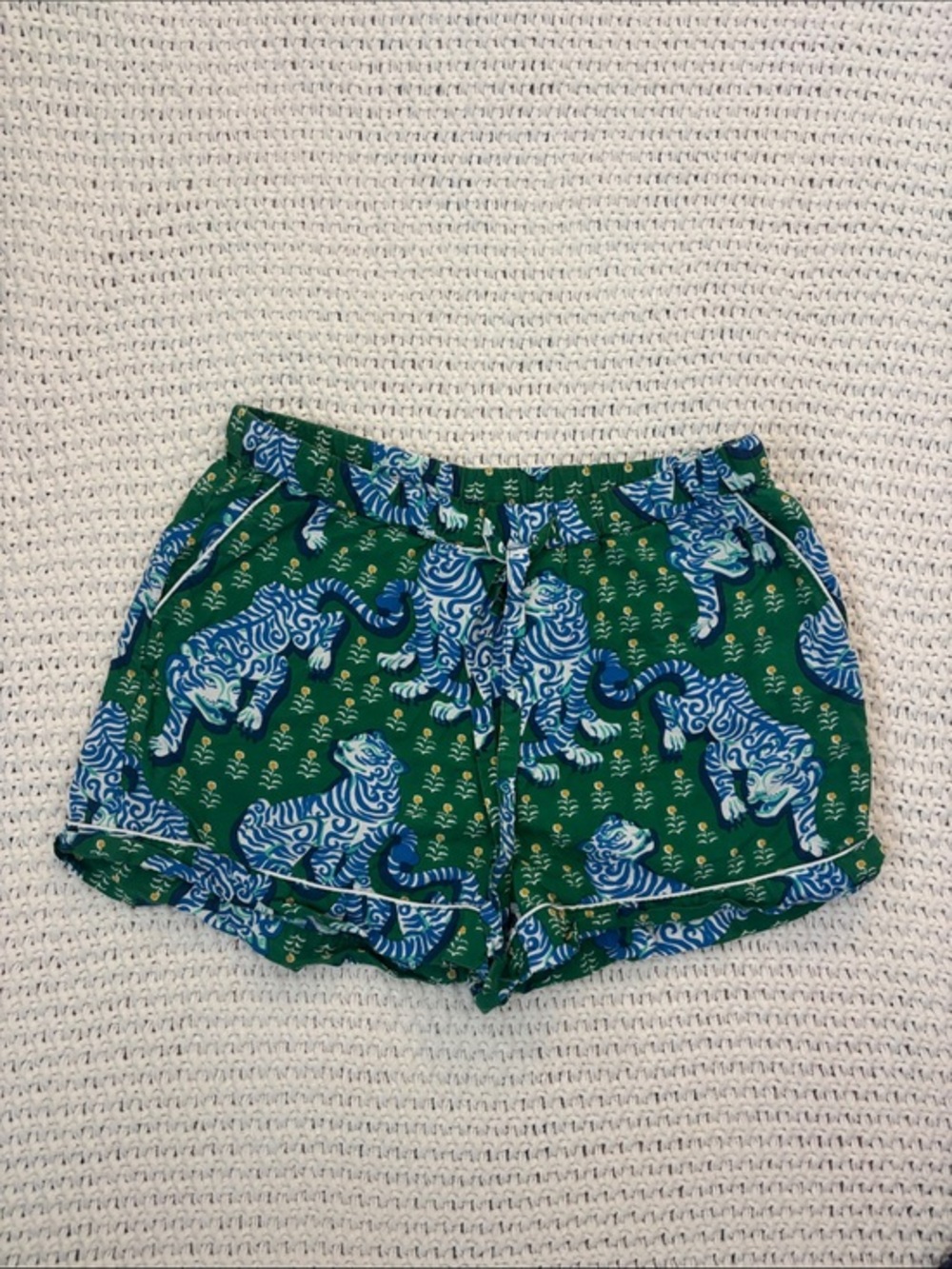 PrintFresh Green Blue Tiger Queen Women’s Boxer Pajama Shorts